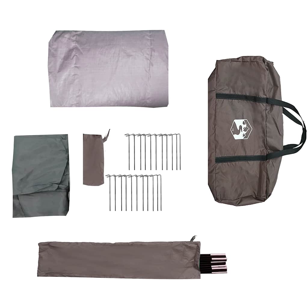 Detail van de accessoires van de vidaXL 6-persoons tunneltent, inclusief stokken en haringen.