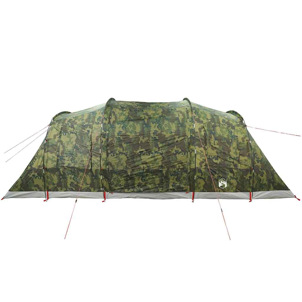 Zijaanzicht van de vidaXL 6-persoons tunneltent in camouflagekleur.