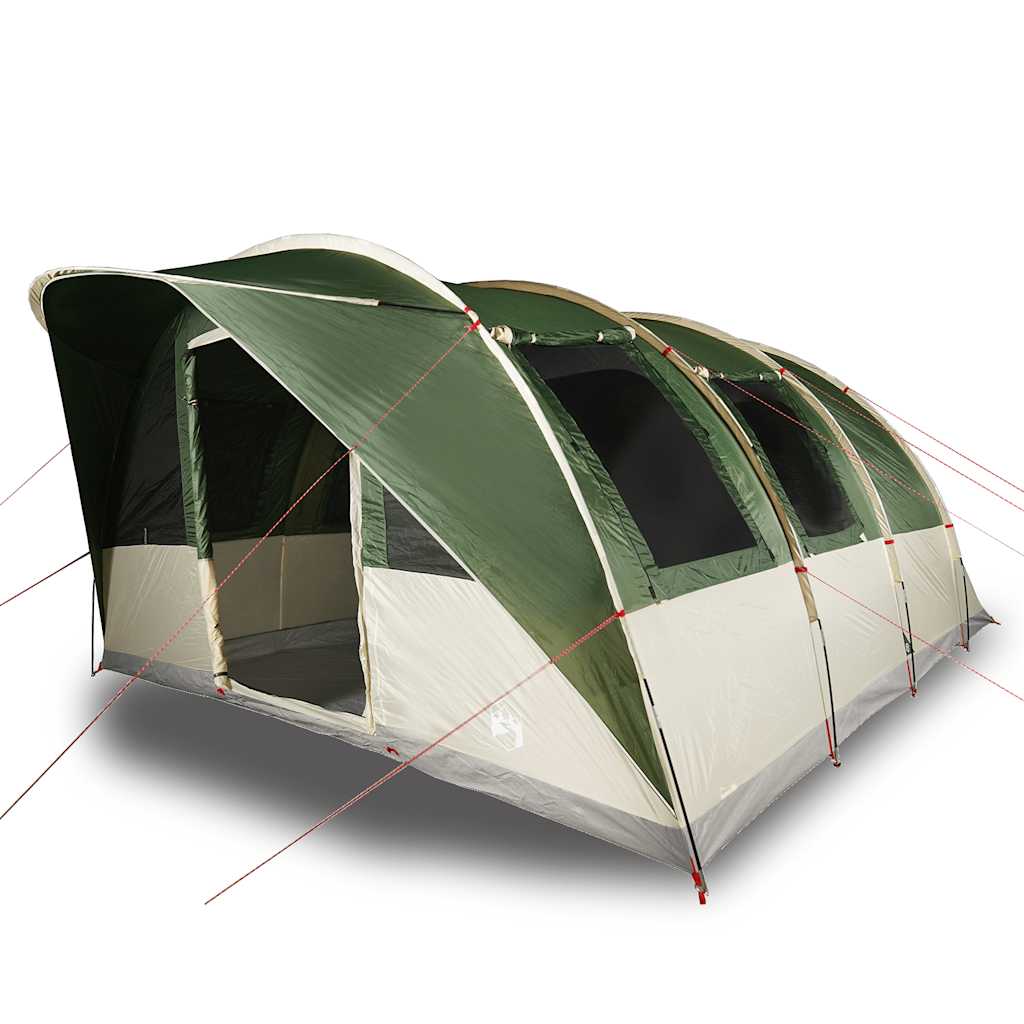 Detail van de vidaXL tunneltent in groen met open ingang en vensters.