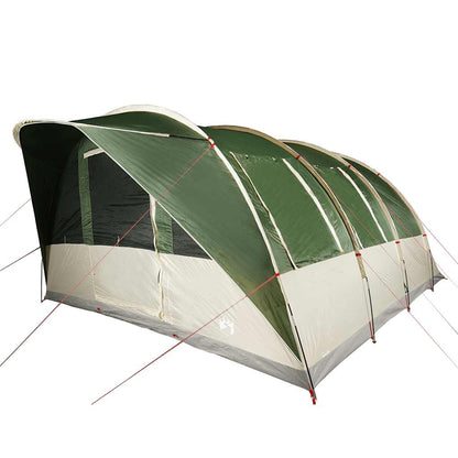 Detail van de vidaXL tunneltent in groen met windbestendige randen en flexibele stokken.