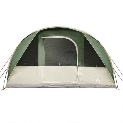 Detail van de groene vidaXL tunneltent met een grote ingang en ventilatierooster.