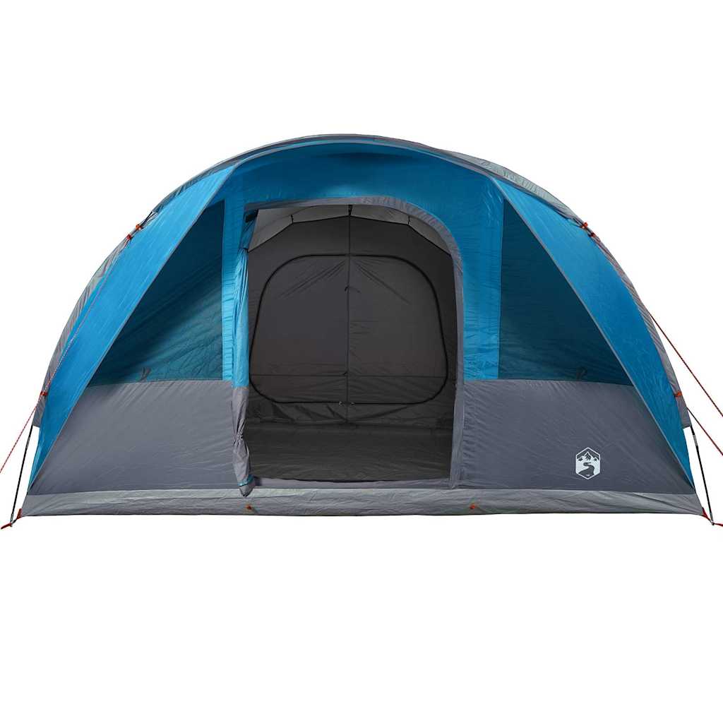 Zijaanzicht van de vidaXL Tunneltent 5-persoons in blauw met grijze details.