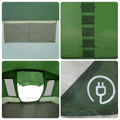 Detail van de binnenkant van de vidaXL tunneltent met ventilatieroosters en stroomaansluiting.