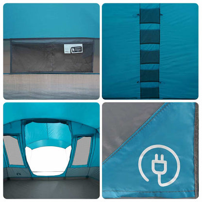 Detail van de binnenkant van de vidaXL tunneltent met ventilatierooster en kabeldoorvoer.