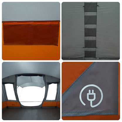 Detail van de binnenkant van de vidaXL tunneltent met opbergvak en ventilatieroosters.