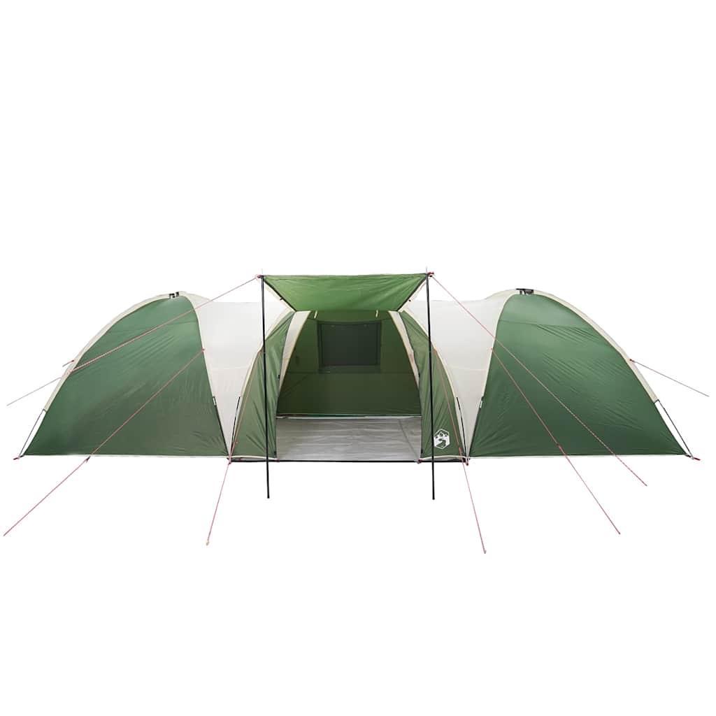 Detail van de vidaXL koepeltent in groen, met open ingang en zijpanelen.