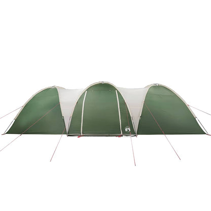 Detail van de vidaXL koepeltent in groen, met zicht op de ingangen en luifeloptie.