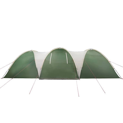 Detail van de vidaXL koepeltent in groen, met zichtbare ingangen en zijpanelen.