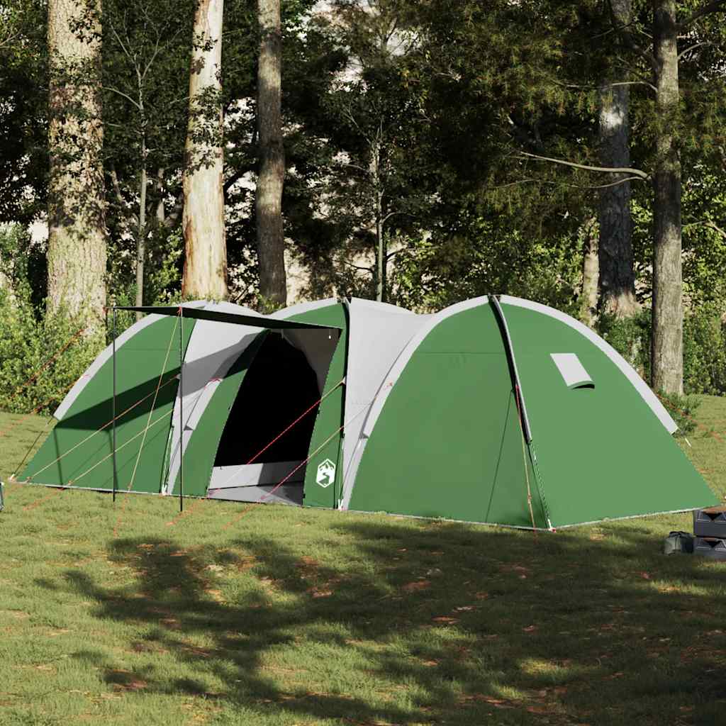 Koepeltent vidaXL 8-persoons in groen, waterdicht en ruim, zijaanzicht.