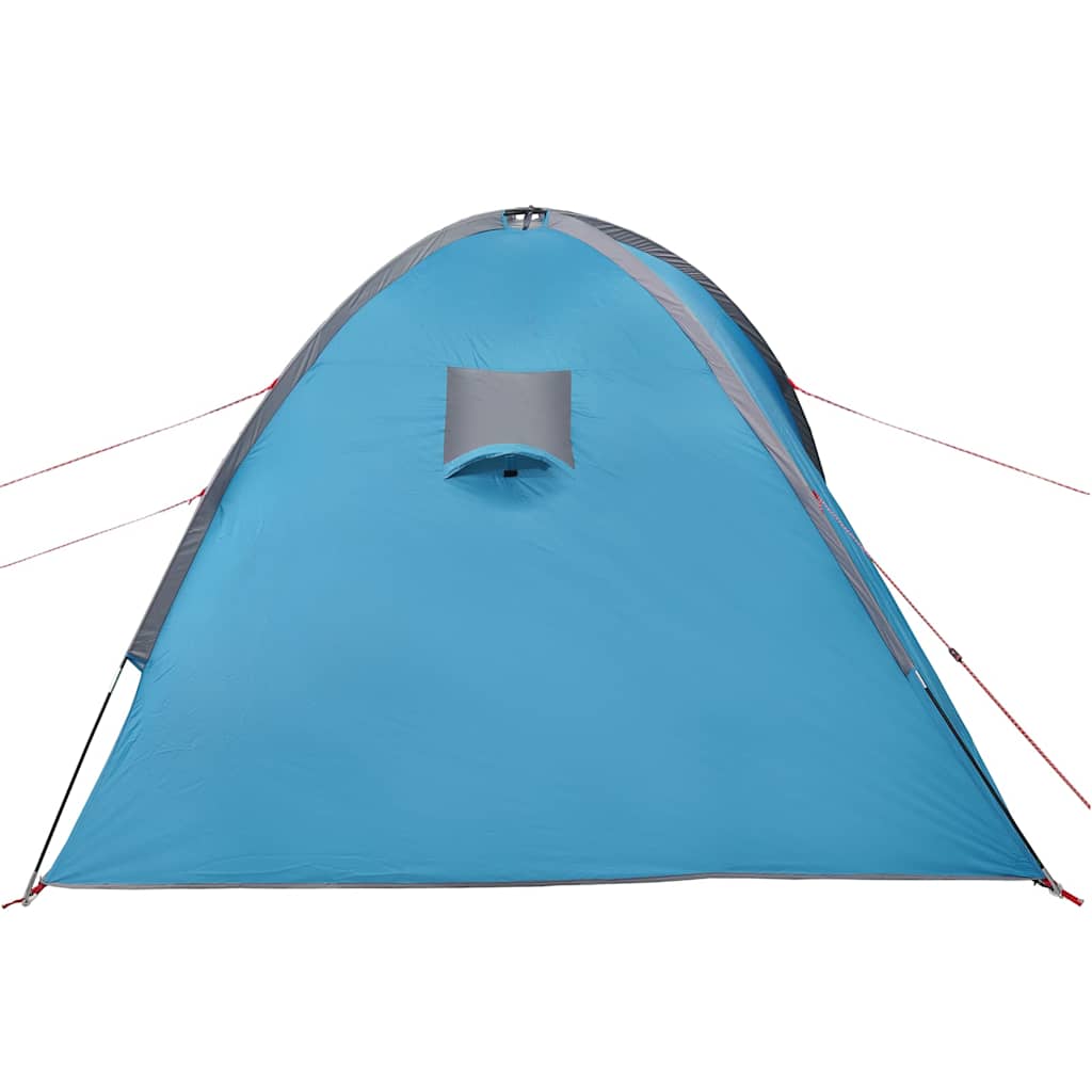 Zijaanzicht van de vidaXL koepeltent in blauw met ventilatieopening.