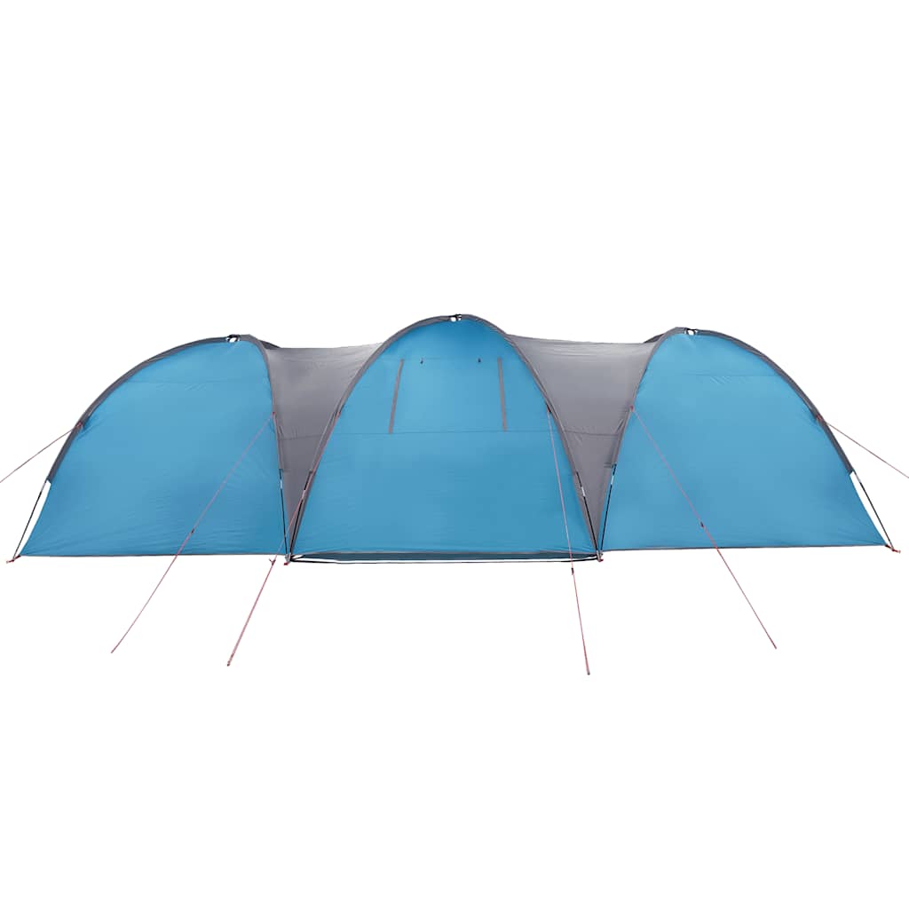 Detail van de blauwe vidaXL koepeltent met drie bogen en waterdicht ontwerp.