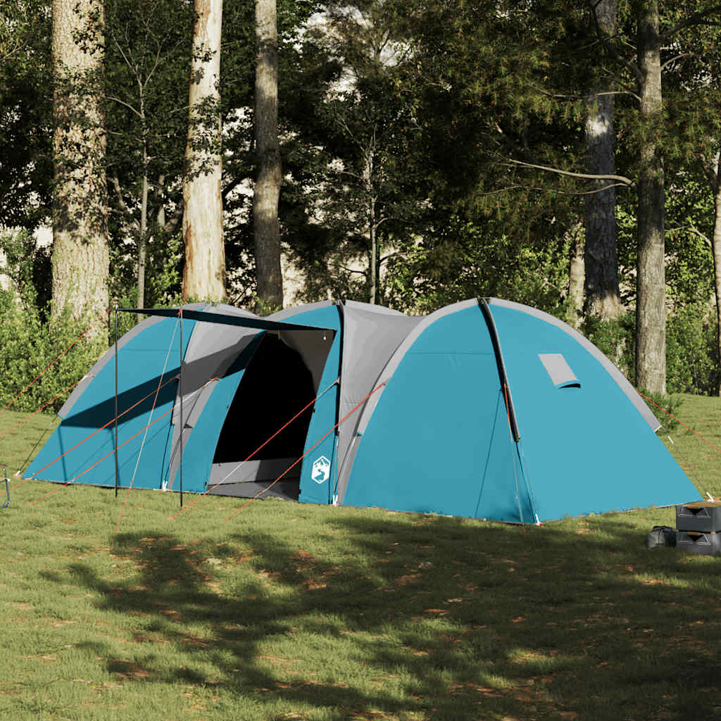 vidaXL koepeltent voor 8 personen in blauw, waterdicht en windbestendig, zijaanzicht in de natuur