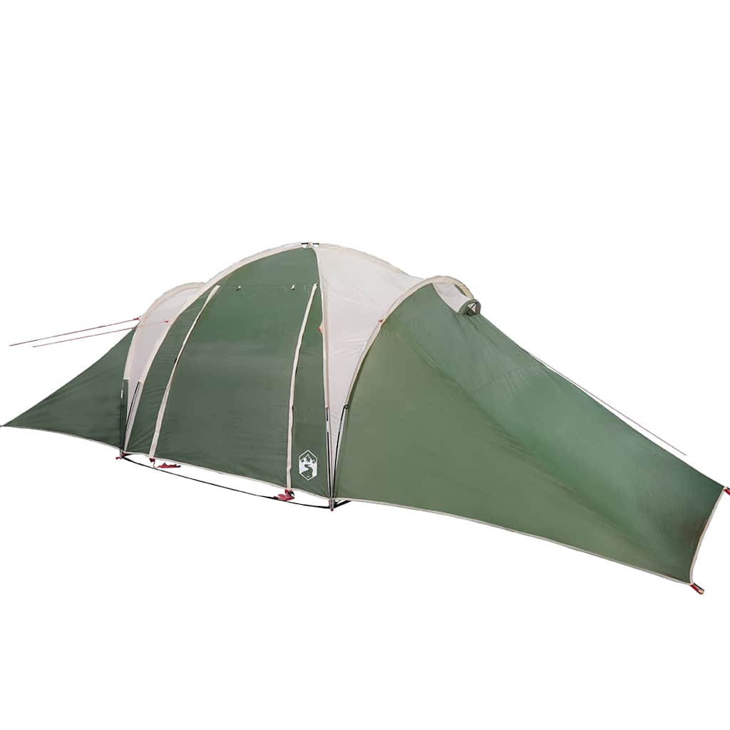 Detail van de vidaXL koepeltent in groen met waterdichte voorzijde en luifeloptie.