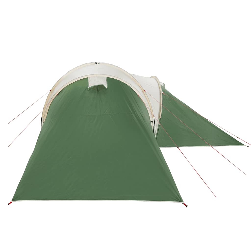 Detail van de vidaXL koepeltent in groen, met een zijaanzicht van de ingang en luifel.