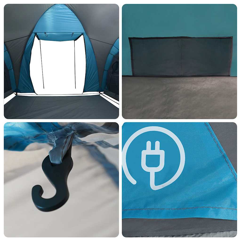Detail van de binnenkant van de vidaXL koepeltent met ventilatieroosters en haak voor verlichting.