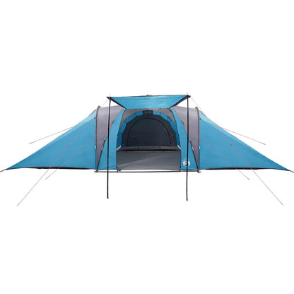 Zijaanzicht van de vidaXL koepeltent in blauw met open ingang en ventilatie.