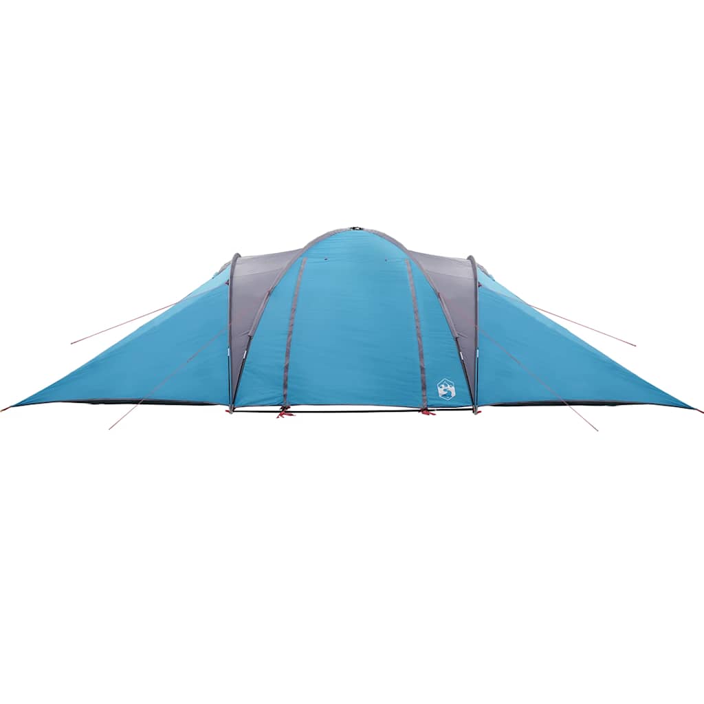 Zijaanzicht van de vidaXL koepeltent in blauw, met waterdichte bekleding en flexibele stokken.