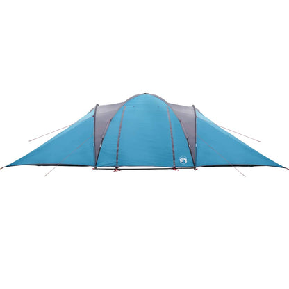 Zijaanzicht van de vidaXL koepeltent in blauw, met waterdichte bekleding en flexibele stokken.