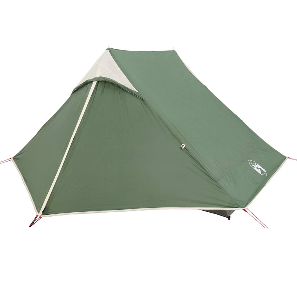 Detail van de groene vidaXL 2-persoons tent met een waterdichte bovenkant en zijaanzicht.
