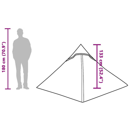 Zijaanzicht van de vidaXL 2-persoons tent met afmetingen en vormindicatie.
