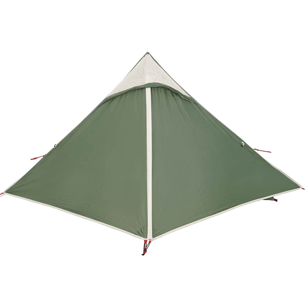 Detail van de vidaXL 2-persoons tent in groen, met een scherpe hoek en waterdichte stof.