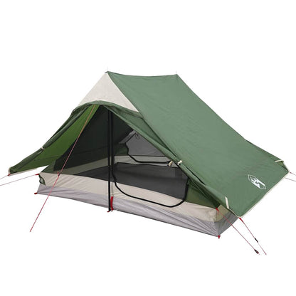Detail van de vidaXL 2-persoons tent in groen met waterdichte bovenkant en open ingang.