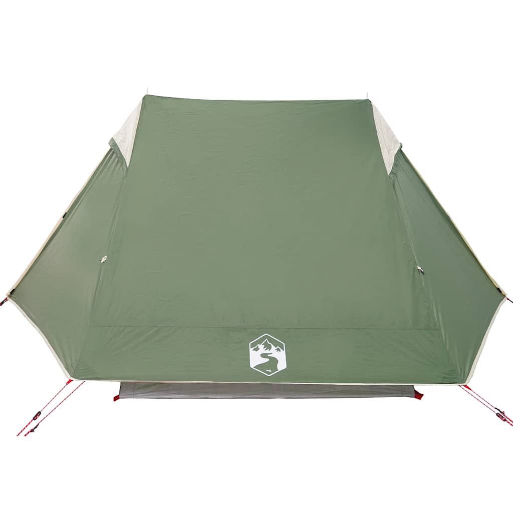 Detail van de groene vidaXL 2-persoons tent met waterdicht ontwerp en stevige constructie.