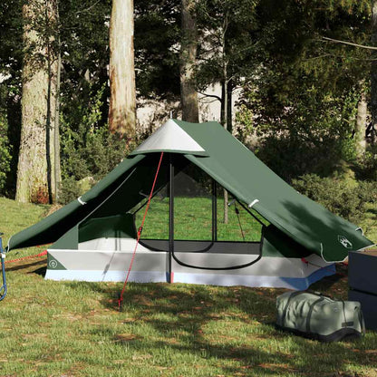 Compacte vidaXL 2-persoons tent in groen, waterdicht en eenvoudig op te zetten.