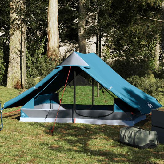 Lichtgewicht blauwe vidaXL tent voor twee personen, waterdicht en eenvoudig op te zetten.