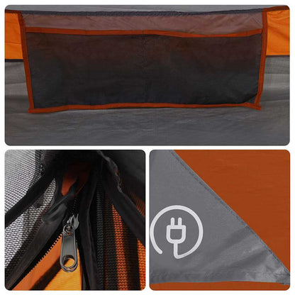 Detail van de grijze vidaXL 2-persoons tent met mesh ventilatie en ritsopening.