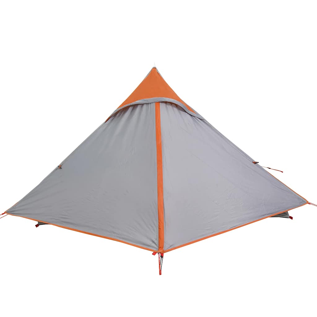 Detail van de vidaXL 2-persoons tent in grijs met oranje top, zijaanzicht.