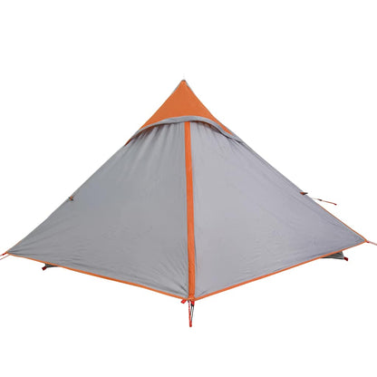 Detail van de vidaXL 2-persoons tent in grijs met oranje top, zijaanzicht.