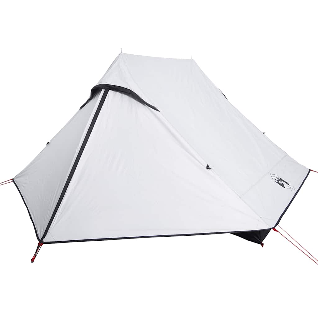 Zijaanzicht van de vidaXL 2-persoons tent in waterdicht wit doek.