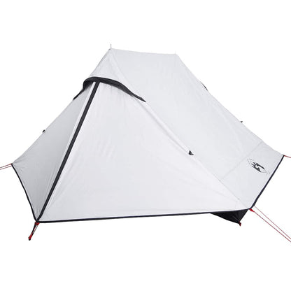 Zijaanzicht van de vidaXL 2-persoons tent in waterdicht wit doek.