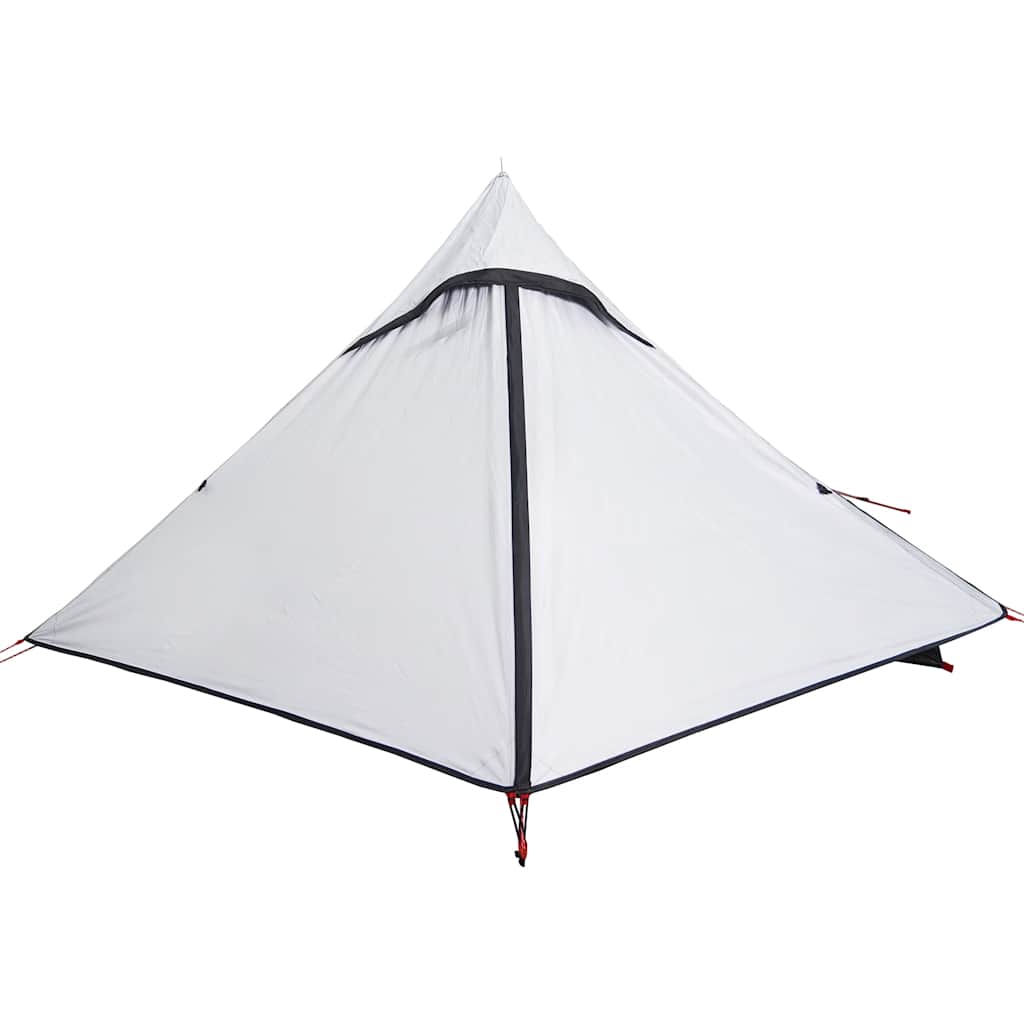 Detail van de vidaXL 2-persoons tent met waterdichte witte stof en zwarte randen.