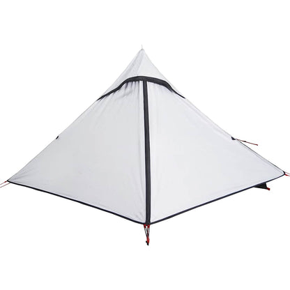 Detail van de vidaXL 2-persoons tent met waterdichte witte stof en zwarte randen.