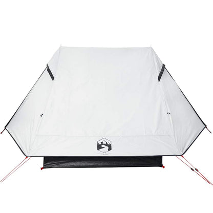 Witte vidaXL tent met waterdicht doek, zijaanzicht van de opgezette tent.