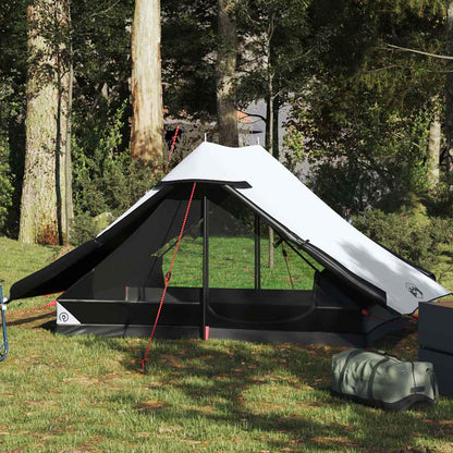 Tent vidaXL 2-persoons in wit, waterdicht en verduisterend, opgesteld in een groene omgeving.