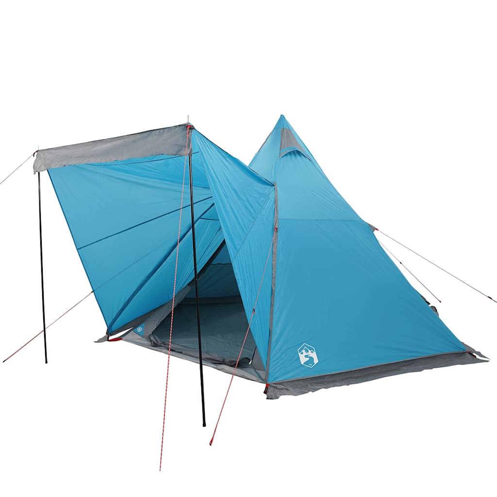 Detail van de vidaXL tipitent in blauw, met open ritsdeur en tentdoek zichtbaar.