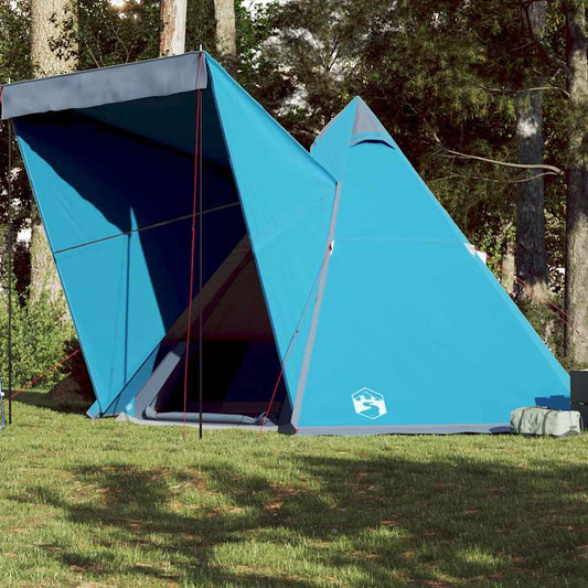 Blauwe vidaXL Tipitent voor 6 personen met waterdicht ontwerp, zijaanzicht in de natuur.