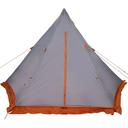 Detail van de grijs-oranje vidaXL tipitent met een puntdak en ritsdeur.
