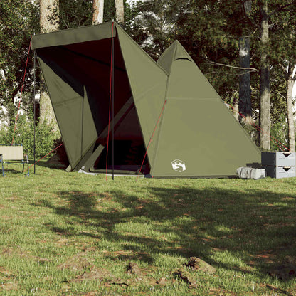 Detail van de vidaXL 6-persoons olijfgroene tipitent met open ingangen.