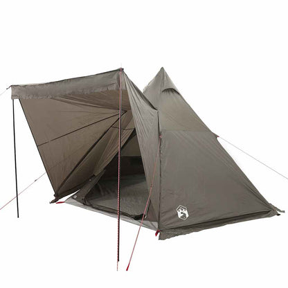 Detail van de vidaXL Tipitent in bruin, met open ritsdeur en tentdoek.