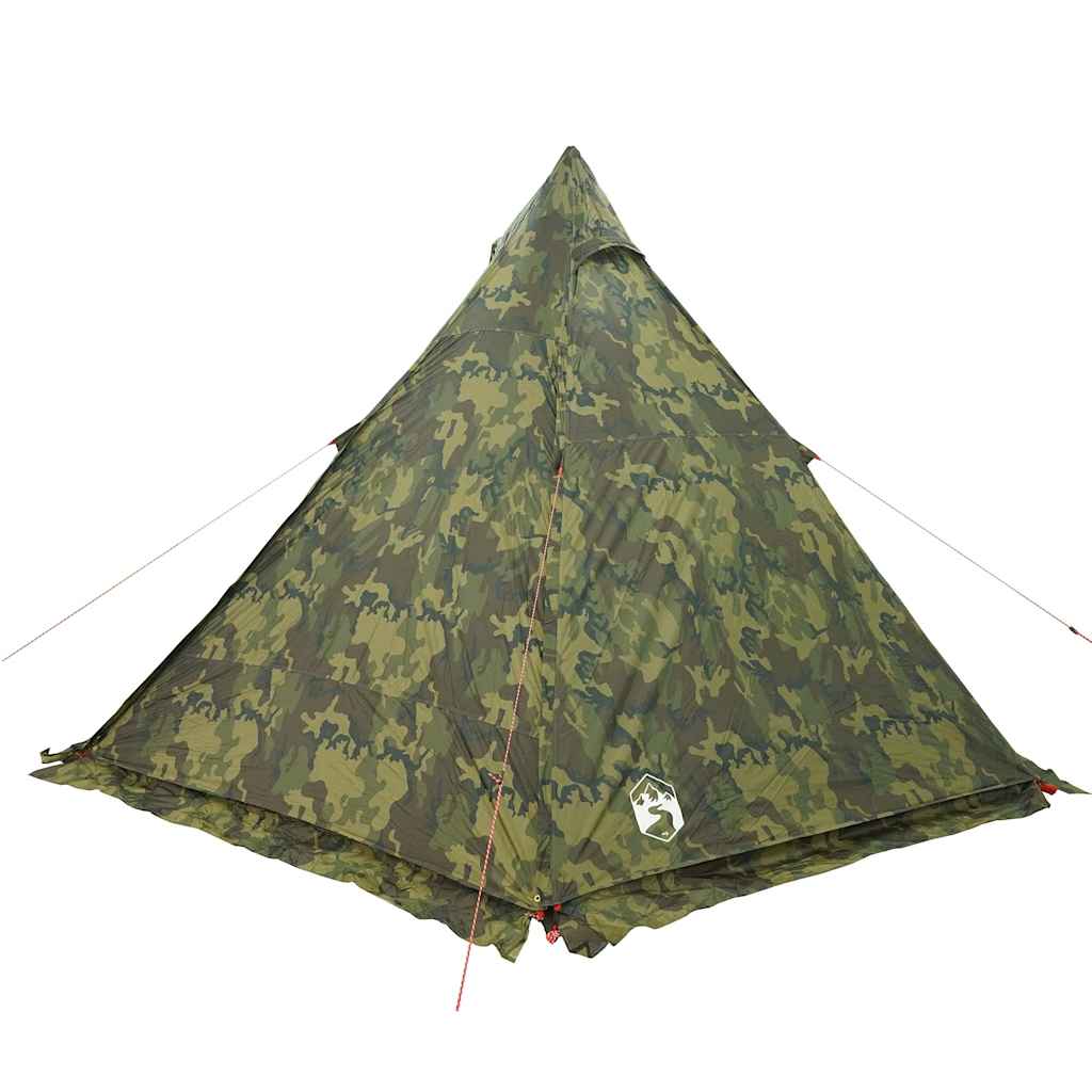 Detail van de vidaXL camouflage tipitent, met een scherpe punt en waterdichte stof.
