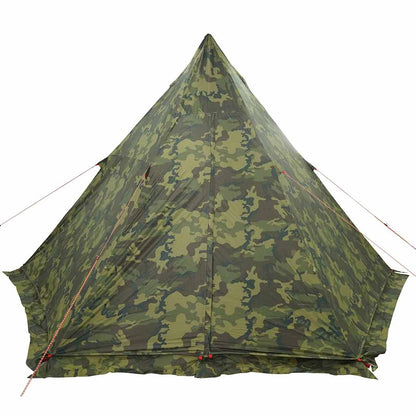 Zijaanzicht van de vidaXL 6-persoons camouflage tipitent met waterdichte bekleding.