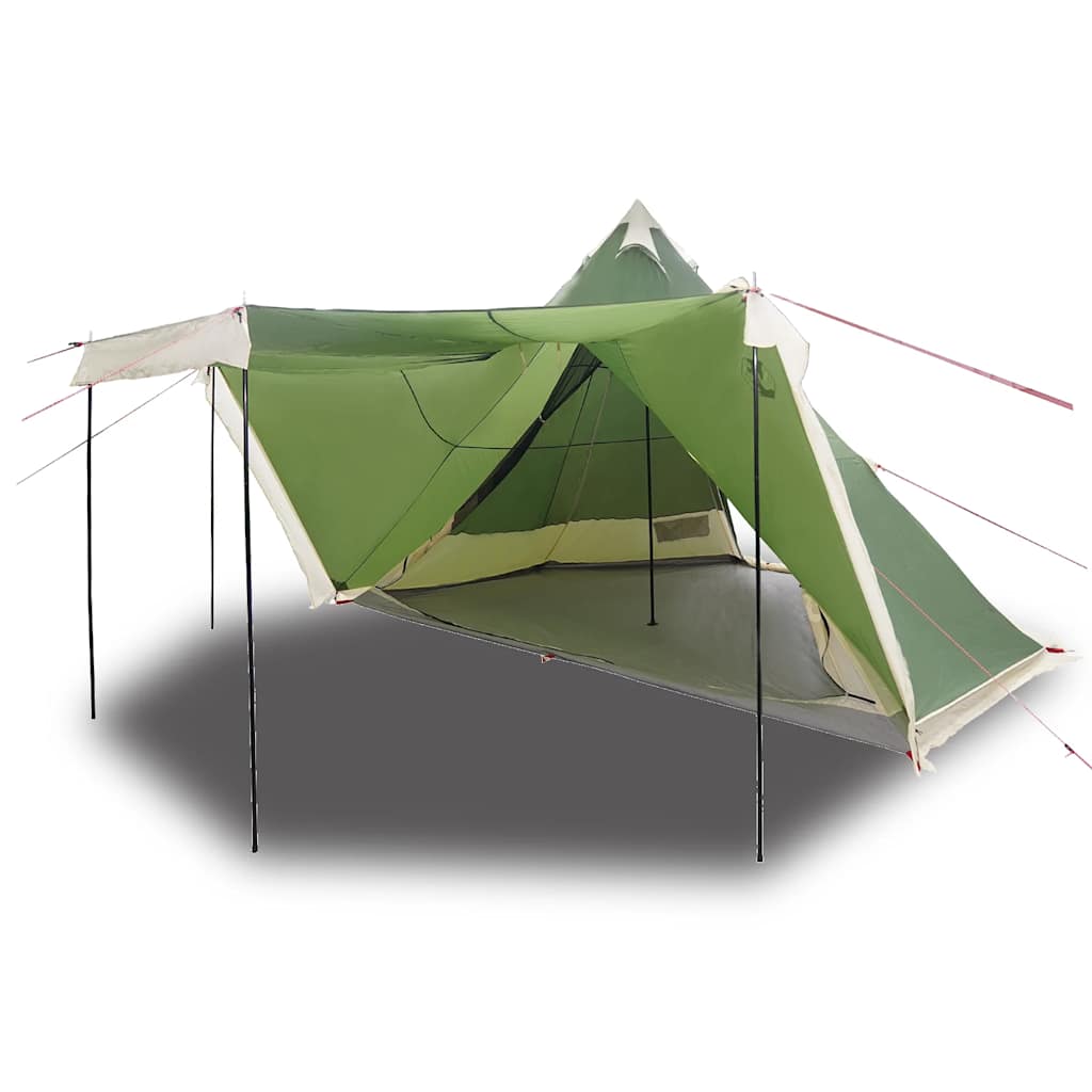 Detail van de vidaXL tipitent in groen met open luifel en flexibele stokken.