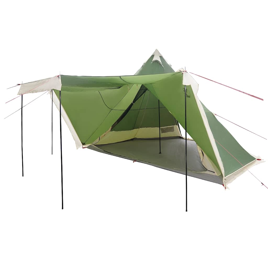 Detail van de vidaXL tipitent in groen met open luifel en flexibele stokken.