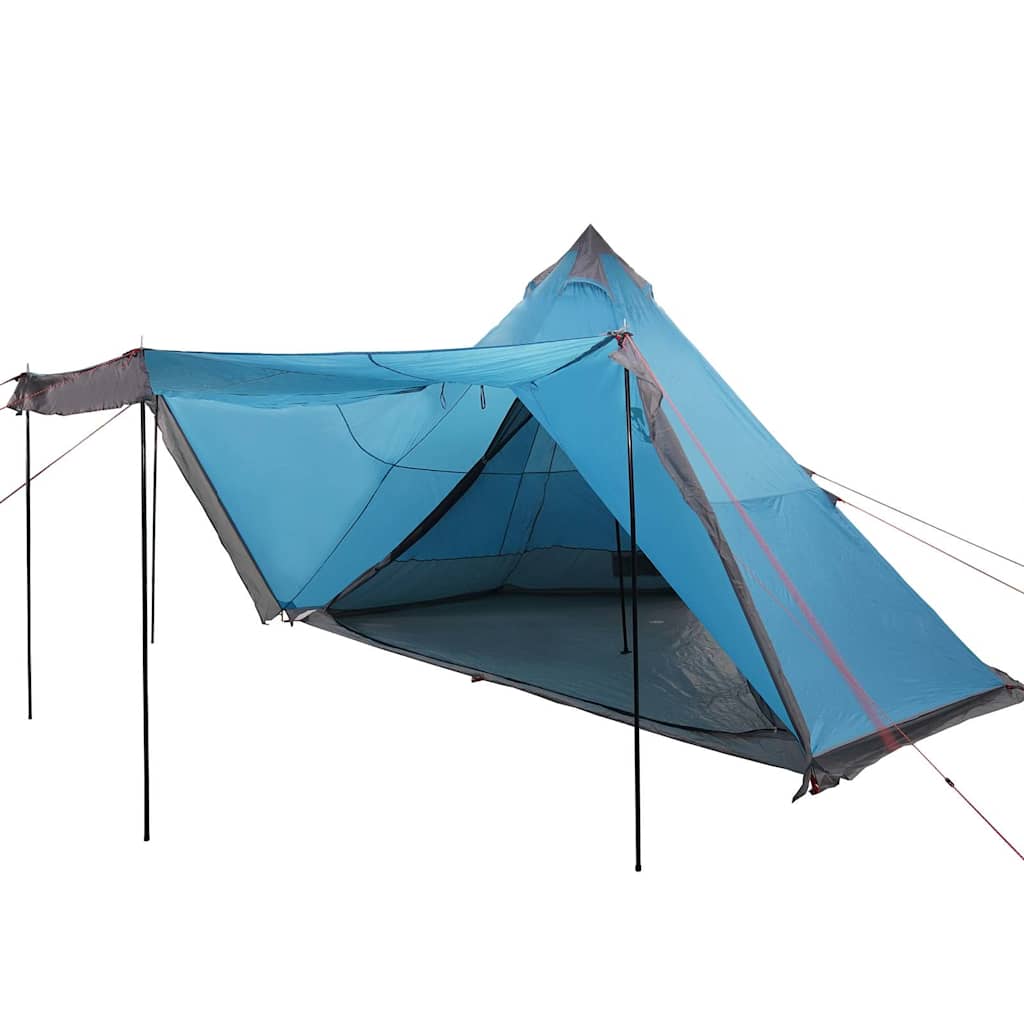 Detail van de vidaXL Tipitent in blauw met praktische luifel en open ingang.