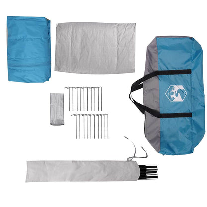 Detail van de accessoires van de vidaXL 8-persoons tipitent, inclusief stokken en haringen.