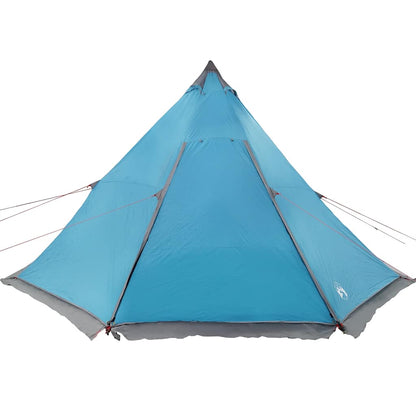 Zijaanzicht van de vidaXL Tipitent in waterdicht blauw met opvallende puntvorm.